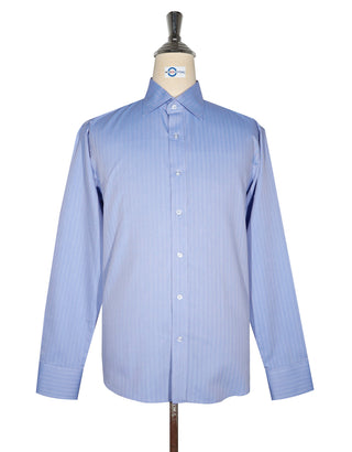 Spread Collar Shirt - Blue Herringbone Spread Collar Shirts