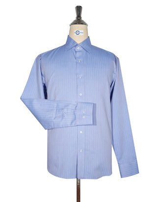 Spread Collar Shirt - Blue Herringbone Spread Collar Shirts