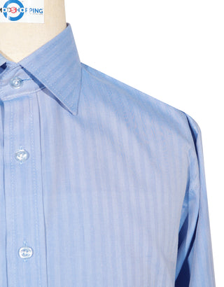 Spread Collar Shirt - Blue Herringbone Spread Collar Shirts