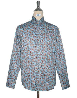 Paisley Shirt - 60s Style Sky Blue Paisley Shirt