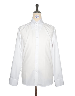 White Herringbone Tab Collar Shirt