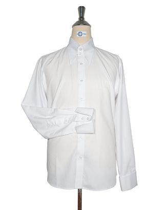 White Herringbone Tab Collar Shirt