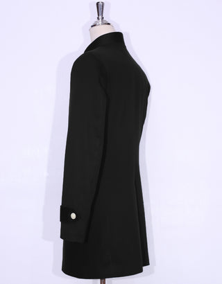 60s Style Black Funnel Neck Coat