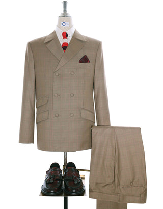 Double Breasted Suit | Brown Prince Of Wales Check Suit