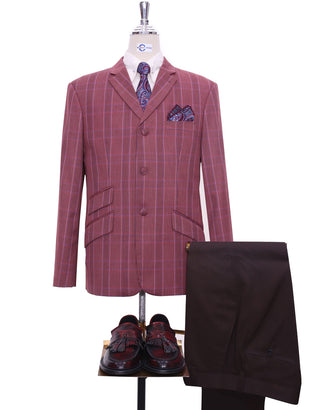 Burnt Brick Prince Of Wales Check Blazer Jacket