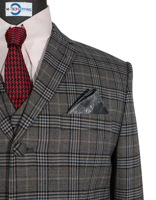 Suit Deals - Grey Prince of Wales Check 3 Piece Suit
