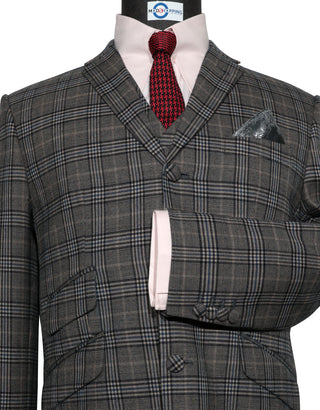 Suit Deals - Grey Prince of Wales Check 3 Piece Suit