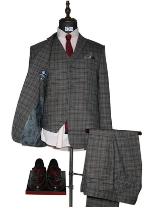 Grey Prince of Wales Check 3 Piece Suit