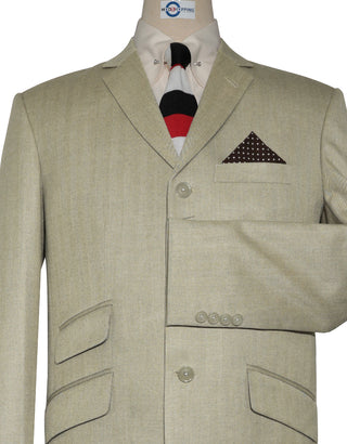 Tweed Jacket - Beige Herringbone Tweed Jacket