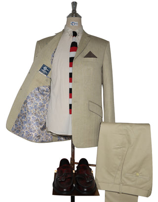 Tweed Jacket - Beige Herringbone Tweed Jacket