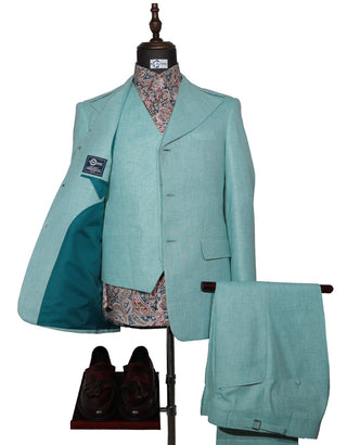 Linen Suit - 60s Fashion Mint Green Linen Suit