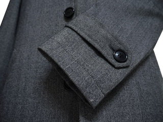 Original Vintage 60s Retro Grey Herringbone Tweed Pea Coat