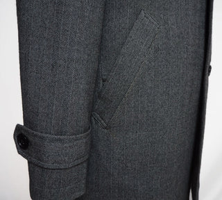 Original Vintage 60s Retro Grey Herringbone Tweed Short Coat