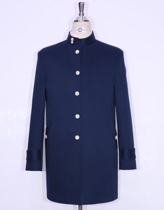 Original Navy Blue Funnel Neck Mac Coat for Men