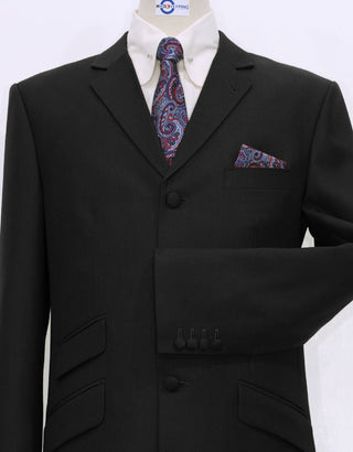 Suit Package | Tailored 3 Button Black Mod Suit For Men - Modshopping Clothing