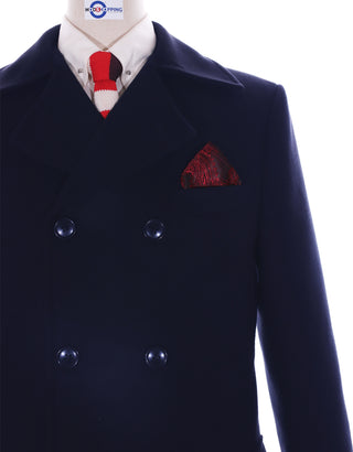 60s Mod Retro Navy Blue Pea Coat - Modshopping Clothing