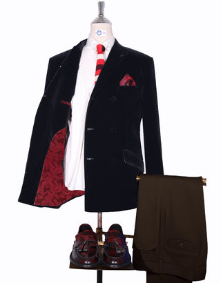 Velvet Jacket - Black Double Breasted Jacket - Modshopping Clothing