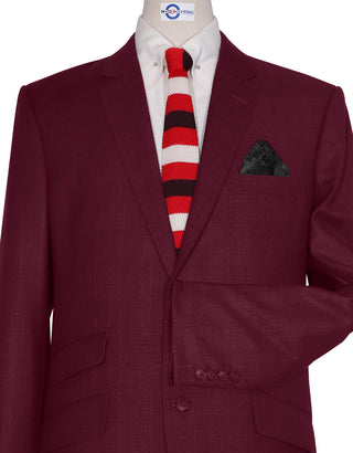 Two Button Suit - Burgundy Prince of Wales Check Suit - Modshopping Clothing