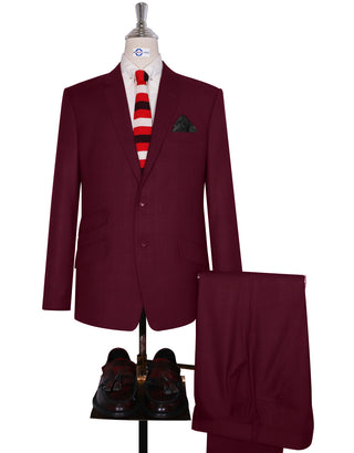 Two Button Suit - Burgundy Prince of Wales Check Suit - Modshopping Clothing