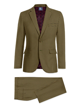 Two Button Suit - Brown and Black Houndstooth Suit - Modshopping Clothing