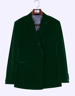 Velvet Jacket - Light Green Double Breasted Jacket - Modshopping Clothing