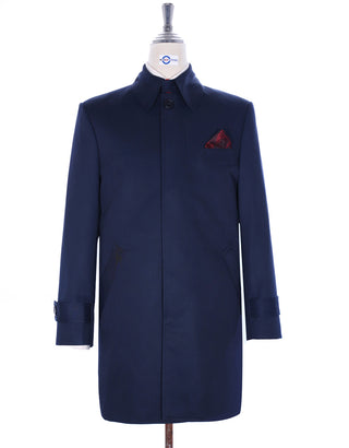 Vintage Style Navy Blue Mac Coat For Men - Modshopping Clothing