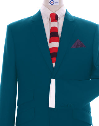 Two Button Suit - Peacock Blue Suit - Modshopping Clothing