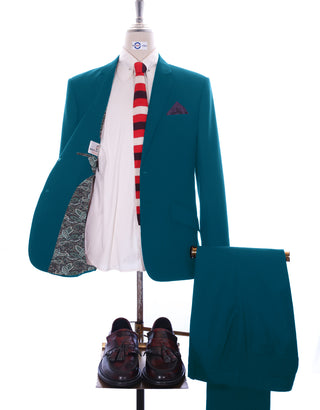 Two Button Suit - Peacock Blue Suit - Modshopping Clothing