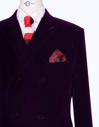Velvet Jacket - Purple Double Breasted Jacket - Modshopping Clothing
