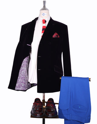 Velvet Jacket - Purple Double Breasted Jacket - Modshopping Clothing