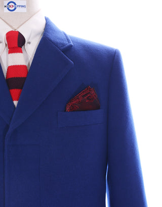 Wool Coat Blue Winter Long Coat - Modshopping Clothing