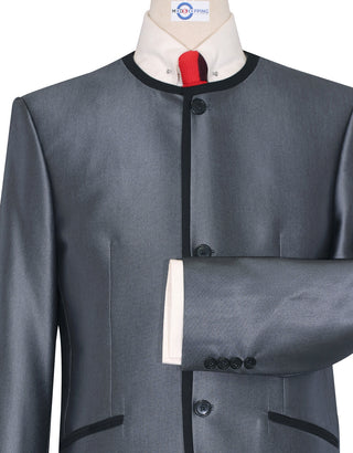 Beatle Collarless Suit | Classic Silver Blue Tonic Suit