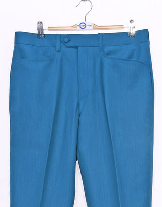 Deep Sky Blue Herringbone 3 Piece Suit - Modshopping Clothing