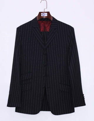 Black and White Pinstripe 4 Button Suit - Modshopping Clothing