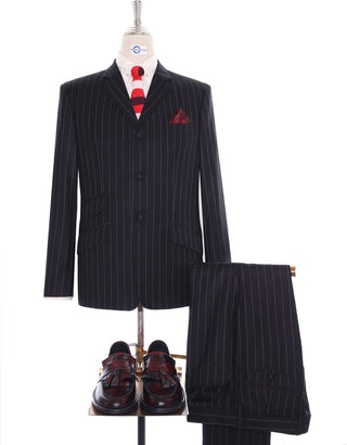 Black and White Striped Suit - Modshopping Clothing