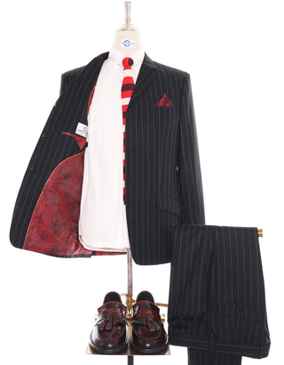 Black and White Striped Suit - Modshopping Clothing