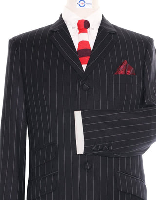 Black and White Striped Suit - Modshopping Clothing