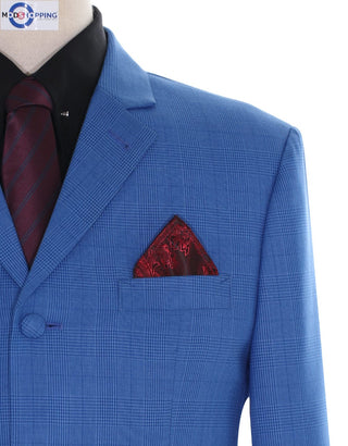 Blue Prince of Wales Check Suit for Men - Modshopping Clothing