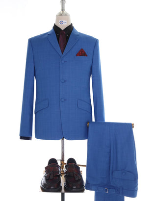 Blue Prince of Wales Check Suit for Men - Modshopping Clothing