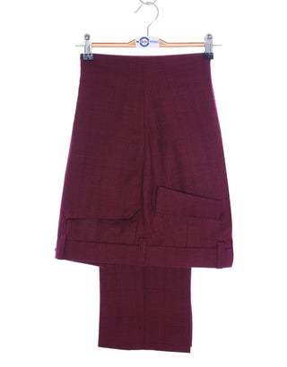 Burgundy Prince Of Wales Check Suit - Modshopping Clothing