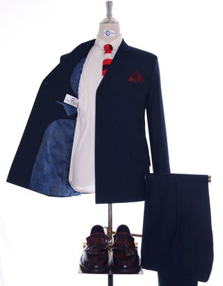 Dark Navy Blue Double Breasted Suit - Modshopping Clothing