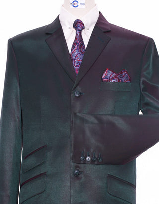 Red and Olive Two Tone Tonic Suit - Modshopping Clothing