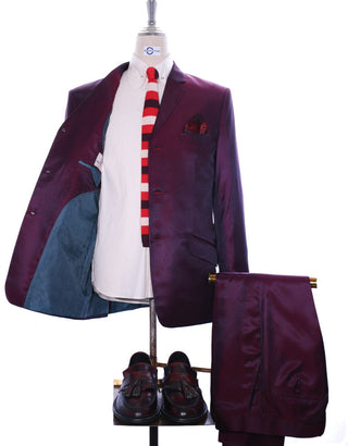 Tonic Suit | Burgundy Wine Mod Fashion Tonic Suit - Modshopping Clothing