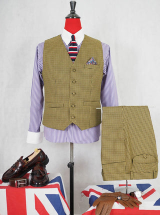 Brown and Black Houndstooth 3 Piece Suit - Modshopping Clothing