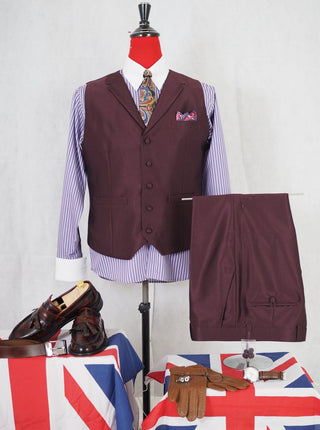 Burgundy Tonic 3 Piece Suit - Modshopping Clothing
