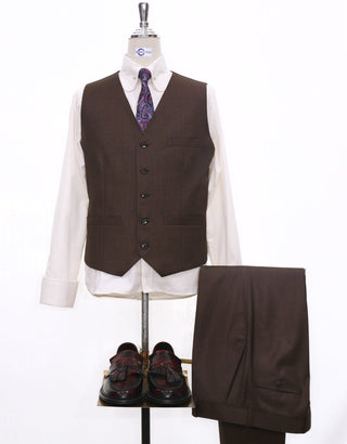 Essential  Brown 3 Piece Suit - Modshopping Clothing