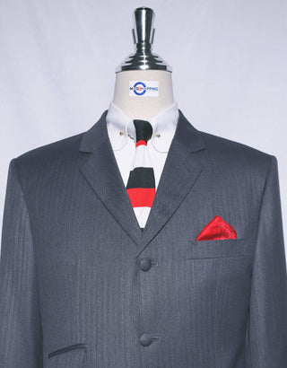 Grey Herringbone 3 Piece Suit - Modshopping Clothing