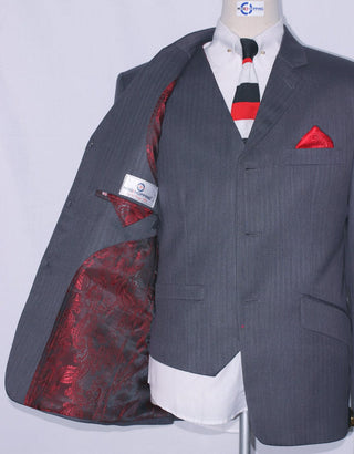 Grey Herringbone 3 Piece Suit - Modshopping Clothing
