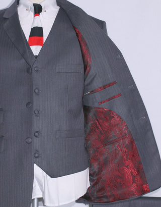 Grey Herringbone 3 Piece Suit - Modshopping Clothing