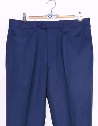 Midnight Blue Herringbone 3 Piece Suit - Modshopping Clothing